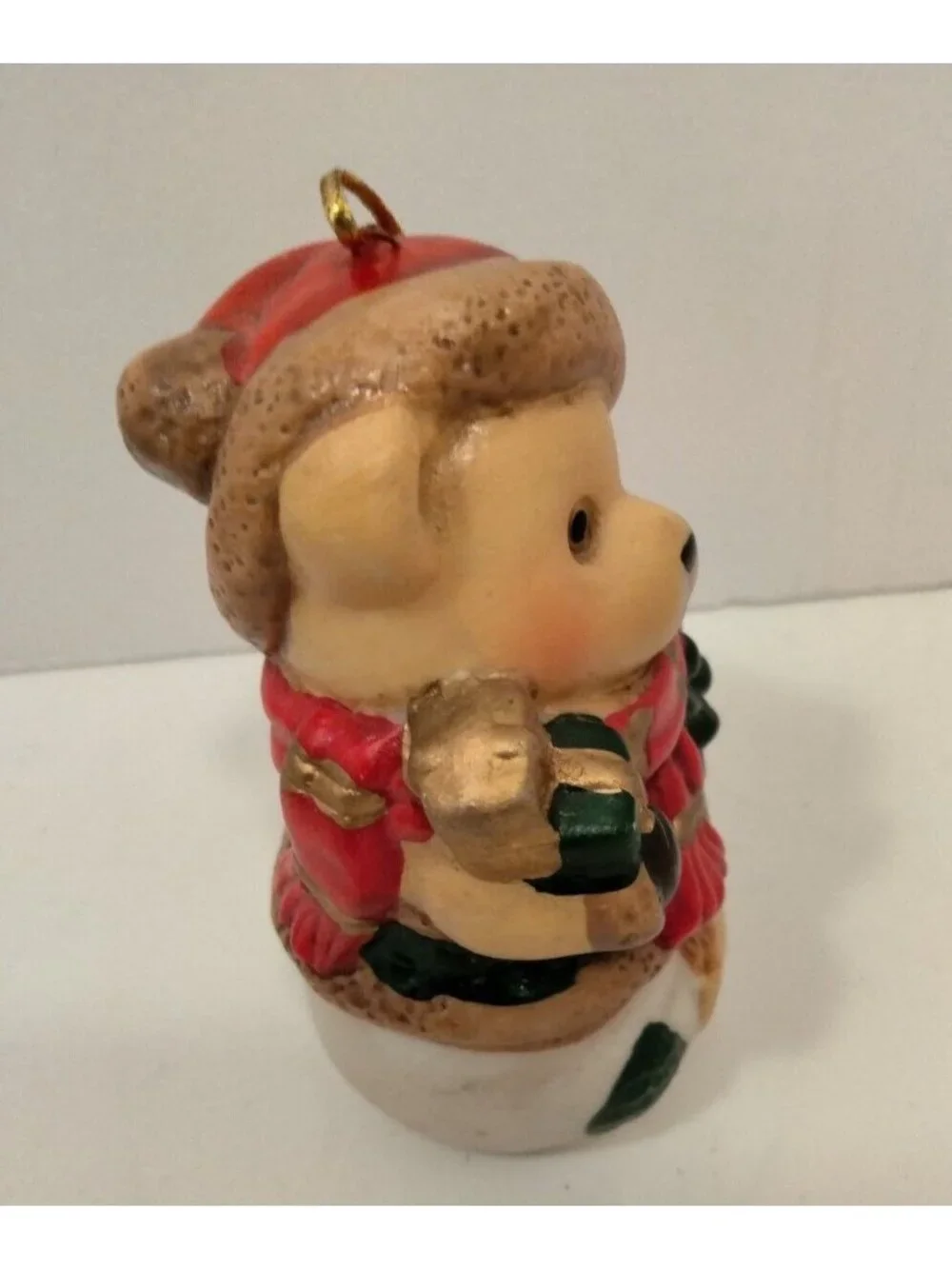 Bear Snowman Figure Santa Hat Christmas Tree Ornament Woodland Cottage Cabin